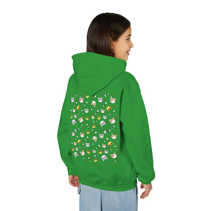 Adorable Cat Print Youth Hoodie - Perfect Gift for Young Cat Lovers!