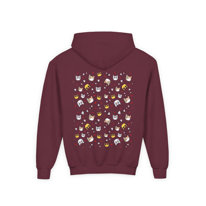 Adorable Cat Print Youth Hoodie - Perfect Gift for Young Cat Lovers!