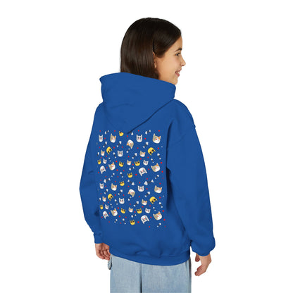 Adorable Cat Print Youth Hoodie - Perfect Gift for Young Cat Lovers!