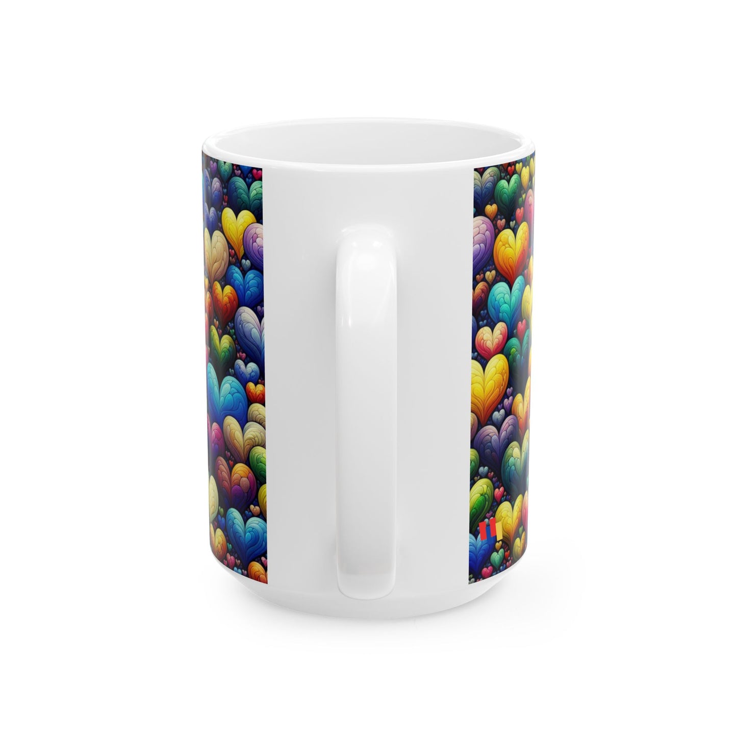 Colorful Hearts Ceramic Mug - Perfect for Coffee & Tea Lovers