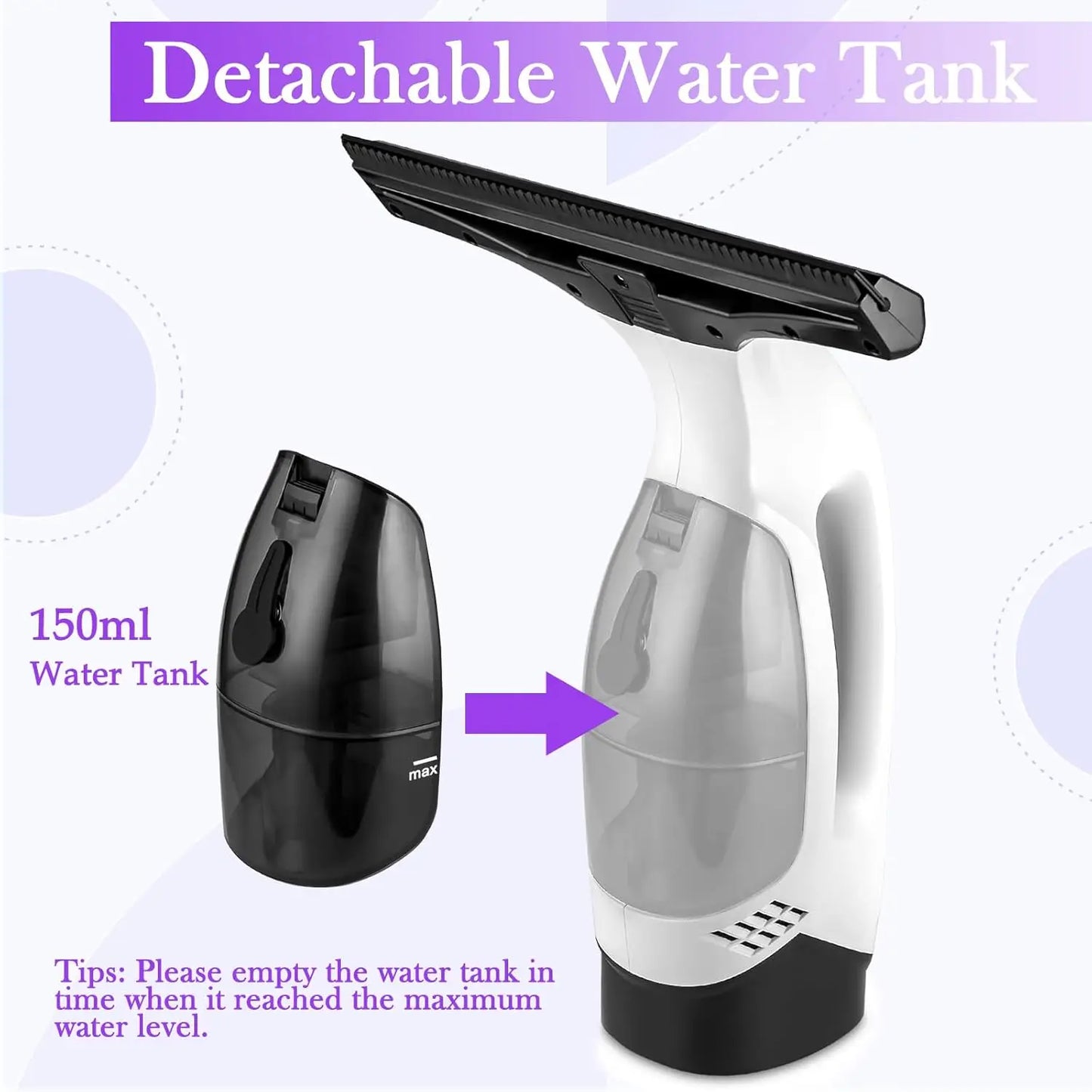 Cordless Window Vacuum Cleaner - Professional Electric Streak-Free Cleaning