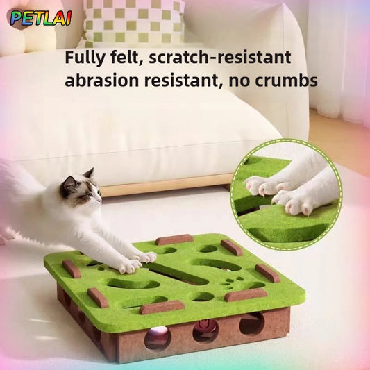 Interactive Cat Toy Bell Ball Maze - Puzzle Box with 3 Balls