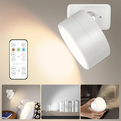 LED Magnetic Wall Sconce Lights - Rechargeable Dimmable with Remote & 360° Rotation