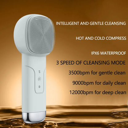 6-in-1 Sonic Facial Cleansing Brush - Thermal & Cooling Massager