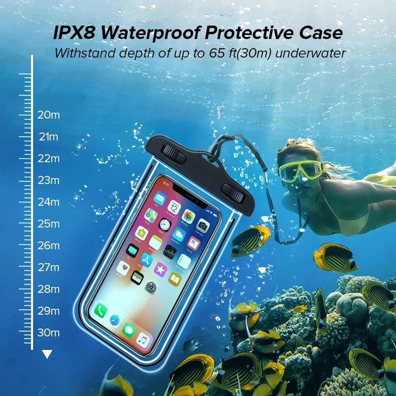 Xiaomi iPhone Huawei Samsung OnePlus Waterproof Phone Pouch - Underwater Bag Case for Swimming & Diving