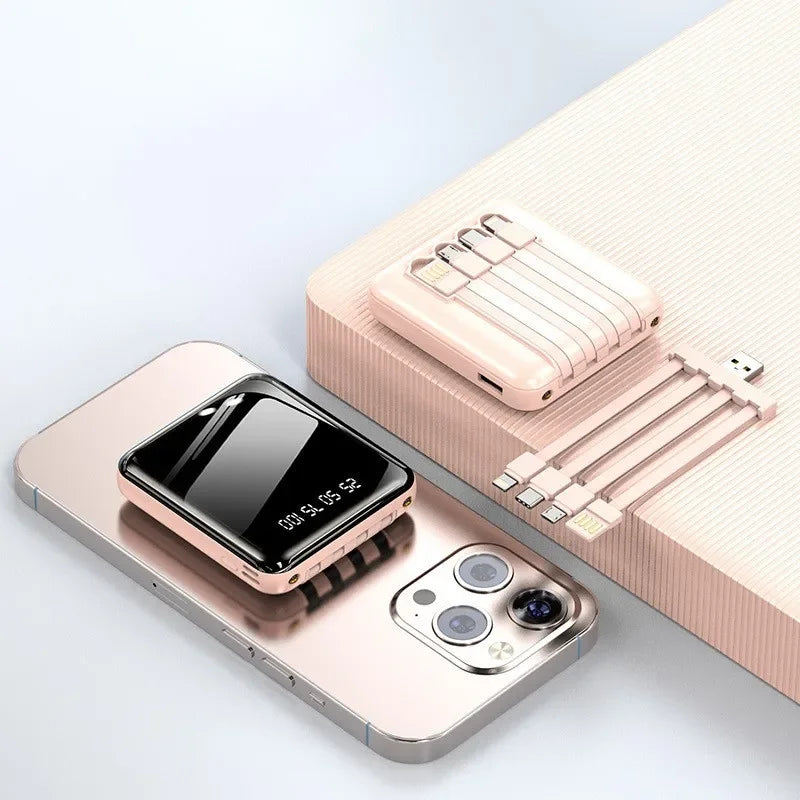30000mAh Portable Power Bank - Fast Charging 4-in-1 Cable Charger