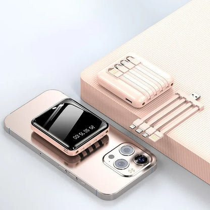 30000mAh Portable Power Bank - Fast Charging 4-in-1 Cable Charger