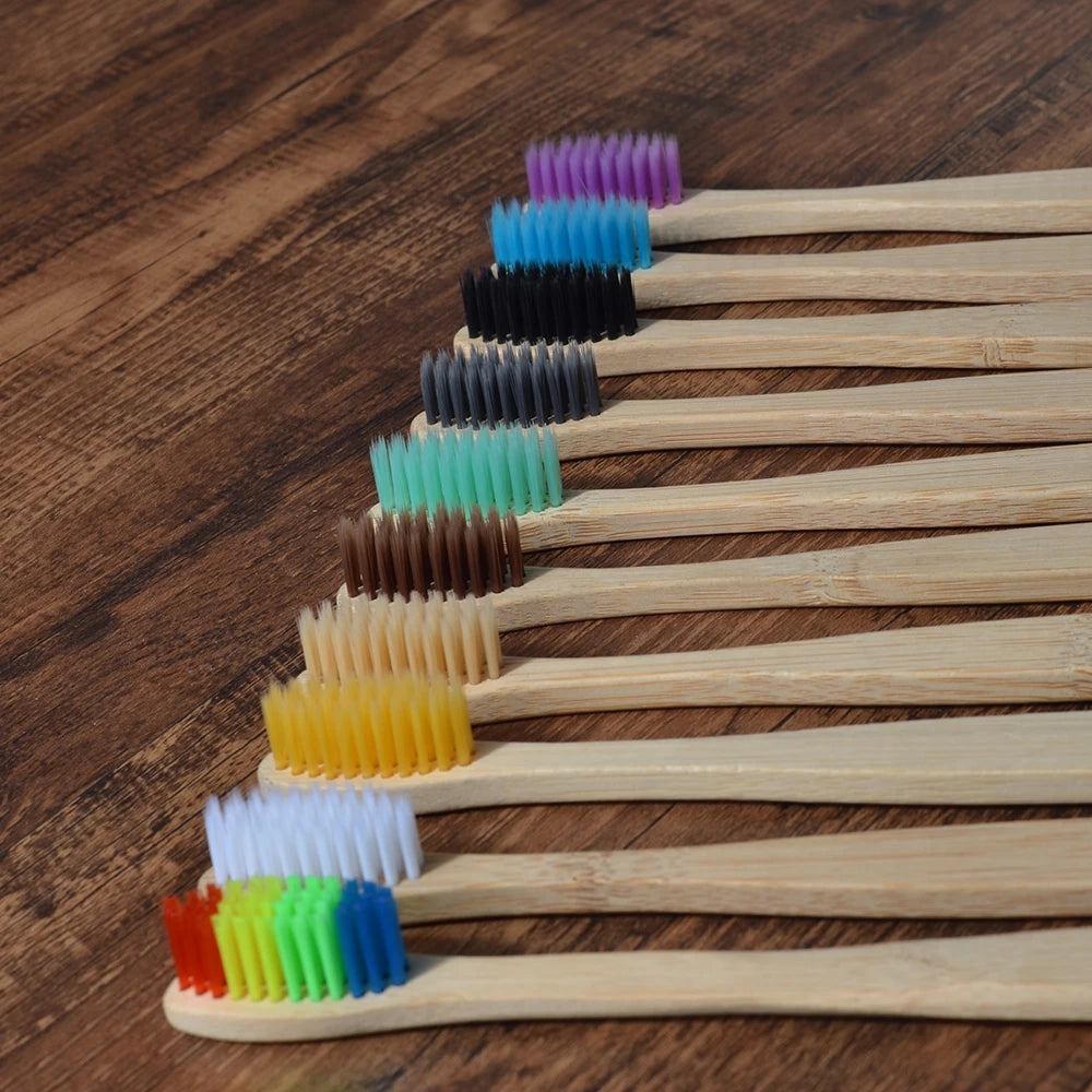 Bamboo Toothbrush Set - 10 Pack Eco-Friendly Soft Bristle