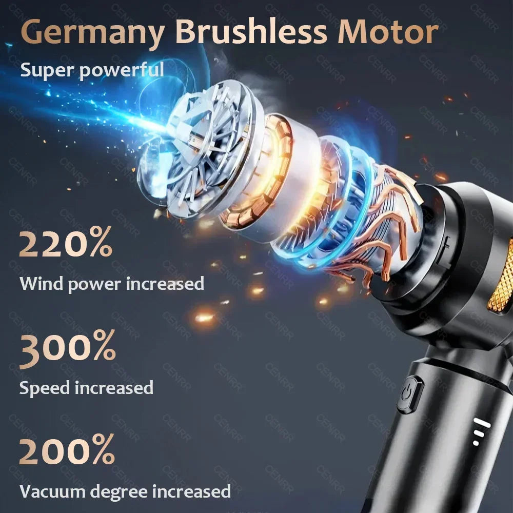 Portable Wireless Car Vacuum Cleaner - Handheld with 4 HEPA Filters