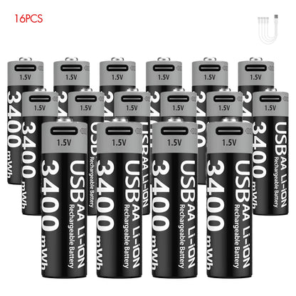 Kuugro USB Rechargeable AA & AAA Lithium Batteries - 1.5V Constant Output