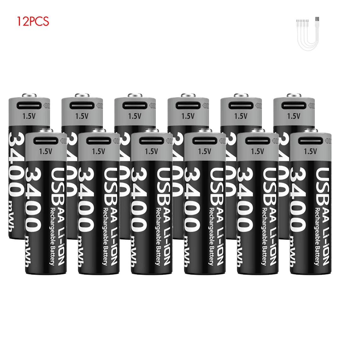 Kuugro USB Rechargeable AA & AAA Lithium Batteries - 1.5V Constant Output