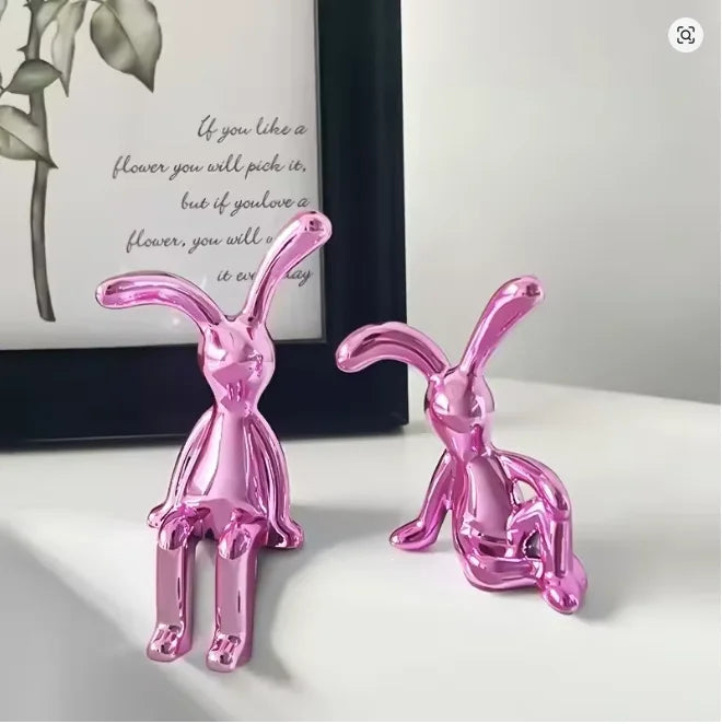Long-Eared Rabbit Statue - Cartoon Desktop Decor (1/2/4Pcs)