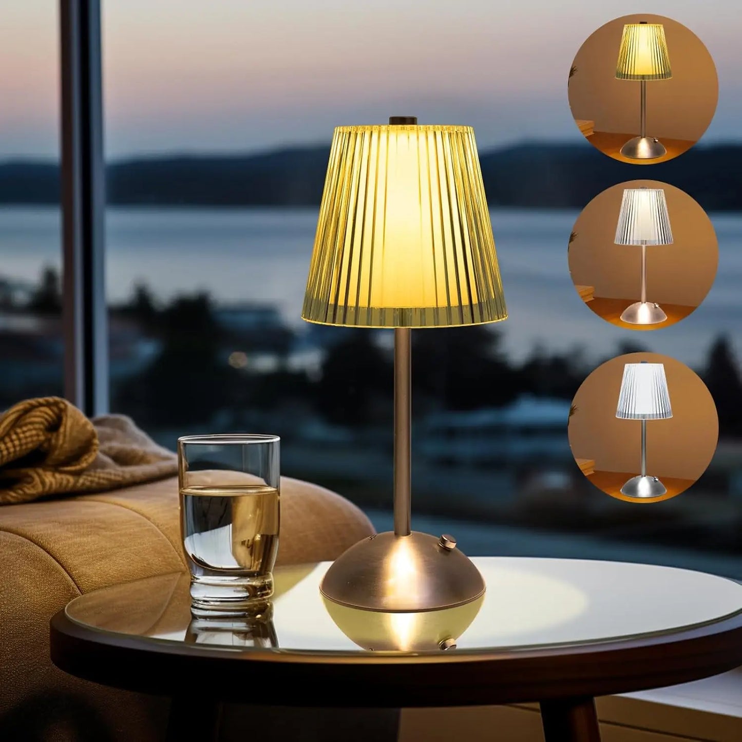 LED Touch Sensor Table Lamp - USB Rechargeable Desk Light