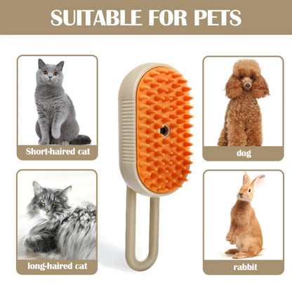 3-in-1 Steam Brush for Cats - Pet Hair Remover & Massage Grooming Tool