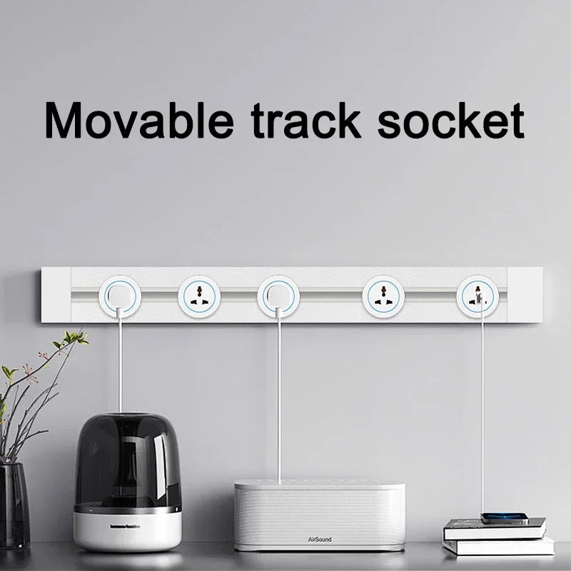 Universal Track Socket with USB - Works with FR/EU/US/UK Plugs | Modern Kitchen Wall Outlet