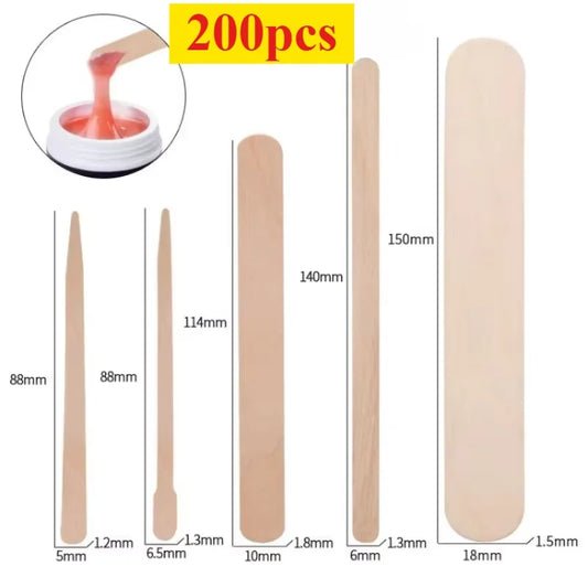 Premium Disposable Wood Spatulas - Professional Hair Removal & Waxing Sticks (50/100/200 PCS)