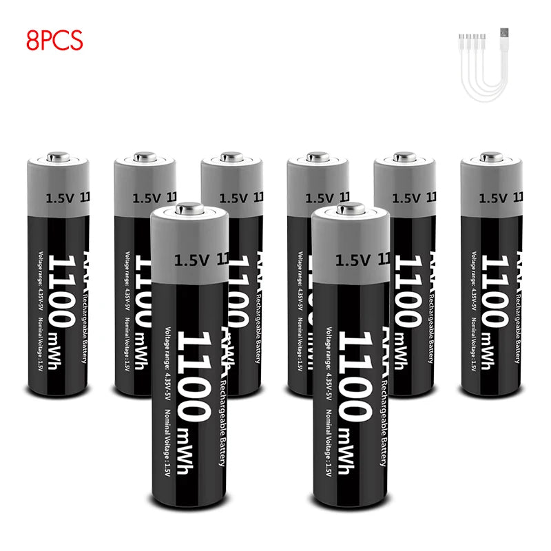 Kuugro USB Rechargeable AA & AAA Lithium Batteries - 1.5V Constant Output