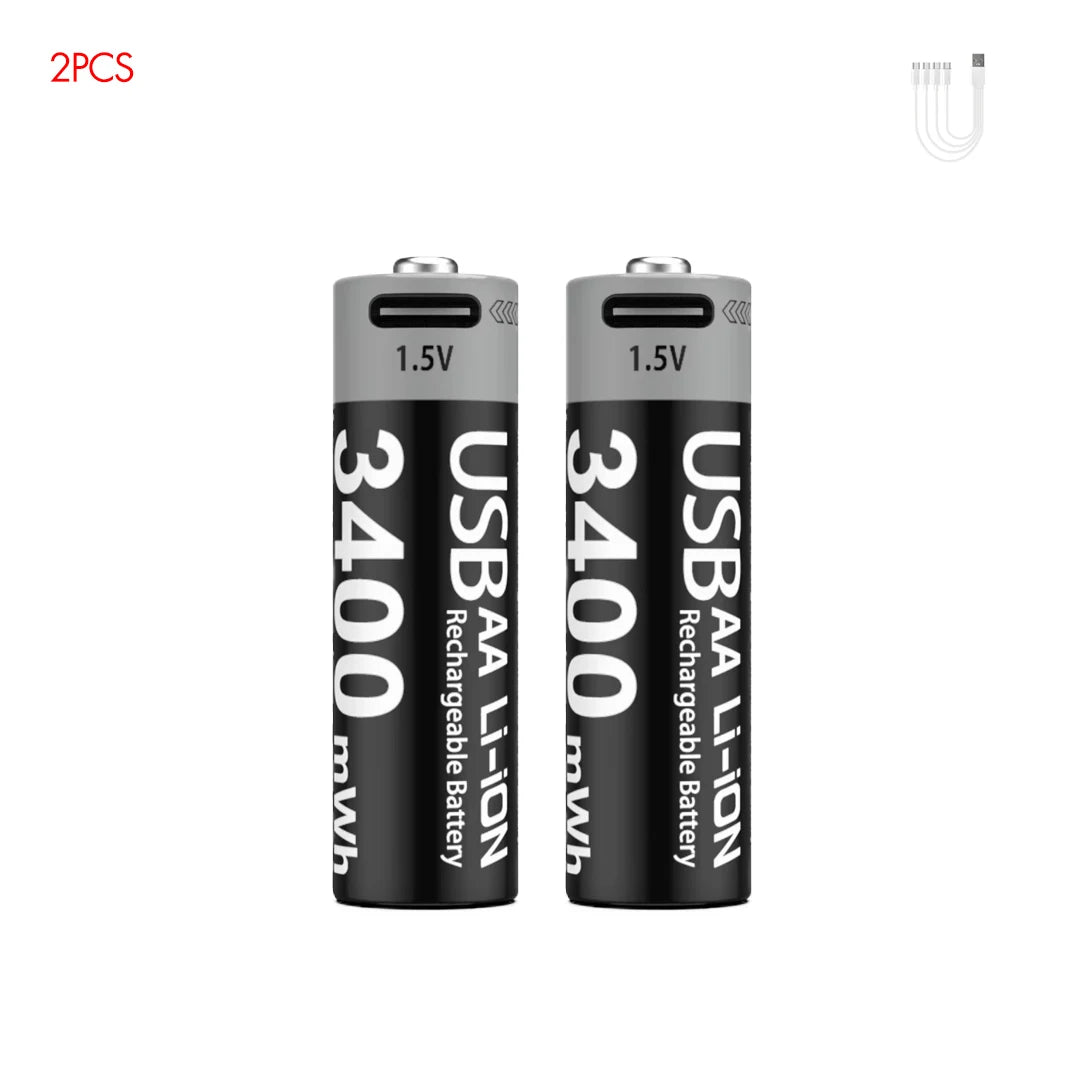 Kuugro USB Rechargeable AA & AAA Lithium Batteries - 1.5V Constant Output