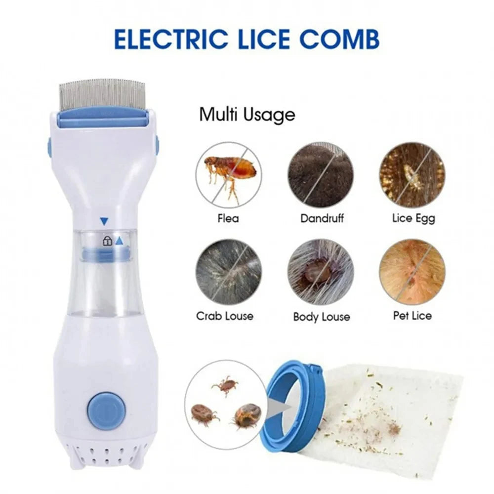 Electric Flea & Lice Remover Comb for Dogs & Cats - Pet Grooming Tool