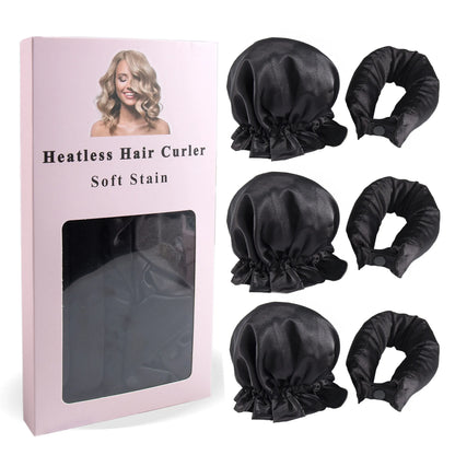 Satin Heatless Curling Rod Set - 3pc Overnight Hair Curler with Caps