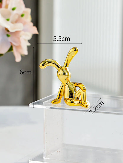 Long-Eared Rabbit Statue - Cartoon Desktop Decor (1/2/4Pcs)