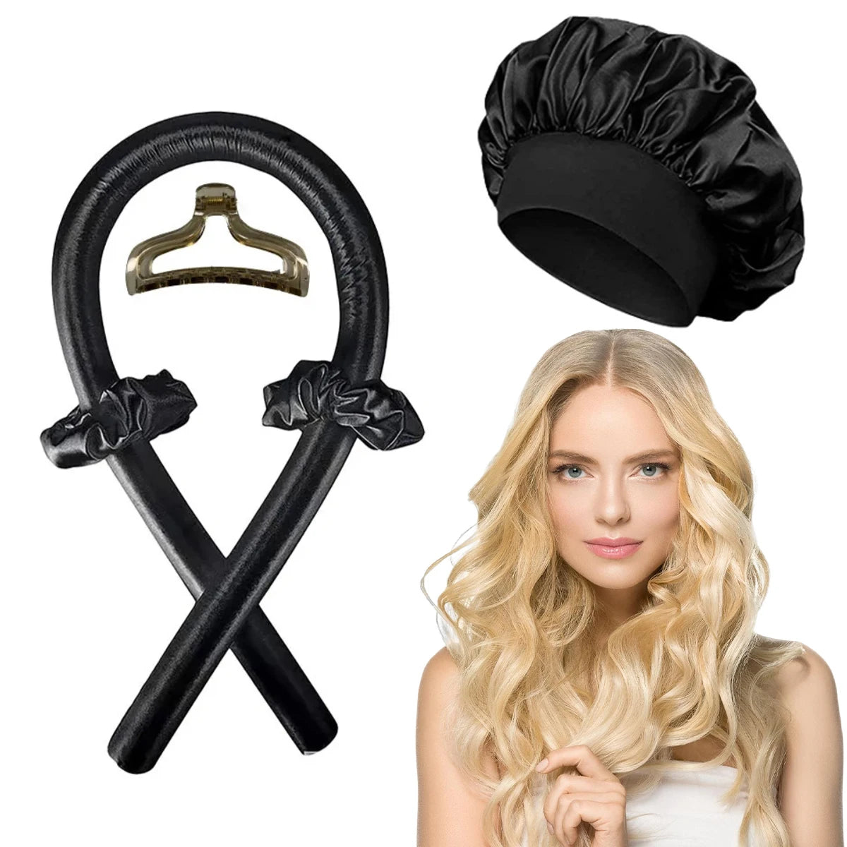 Heatless Curling Rod Headband Set with Satin Bonnet