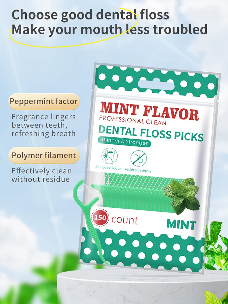 Mint Dental Floss Sticks - Portable Disposable Oral Care