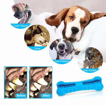 360° Dog Toothbrush Stick - Soft Rubber Dental Care Toy for Small Dogs