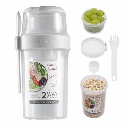 Breakfast On-the-Go Cups - Yogurt Parfait & Salad Container with Dressing Holder