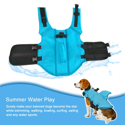 Shark Dog Life Jacket - Enhanced Buoyancy Safety Vest with Handle