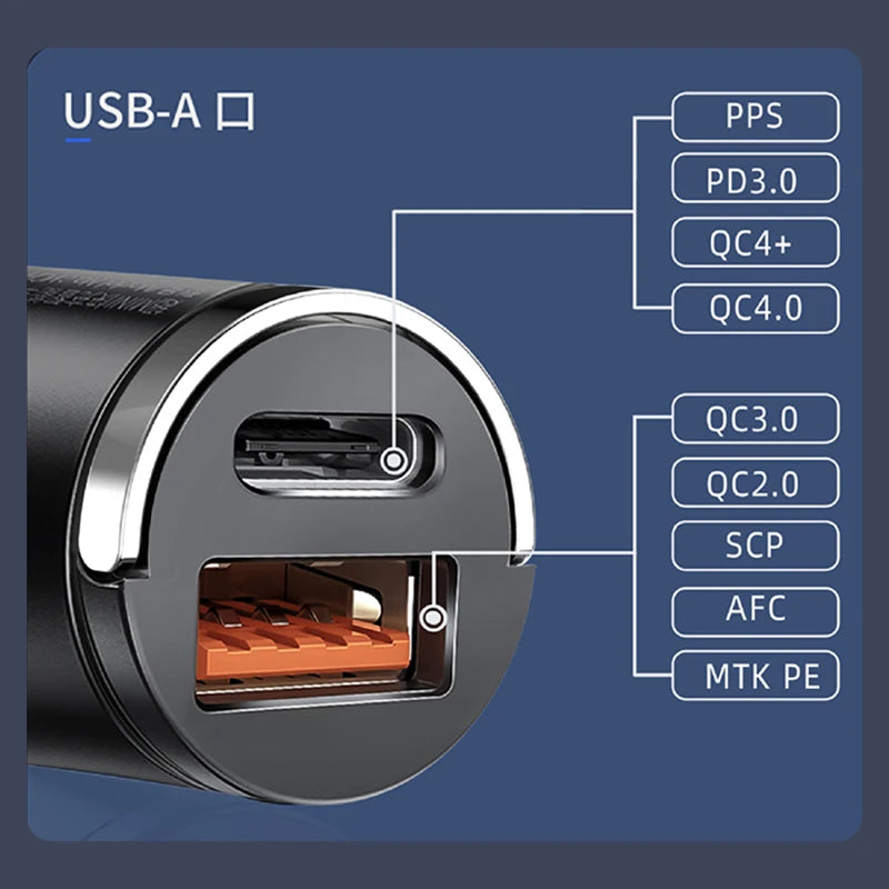 Fast Charging Car Charger Lighter - 30/100W - Mini PD USB Type C - AutoPower
