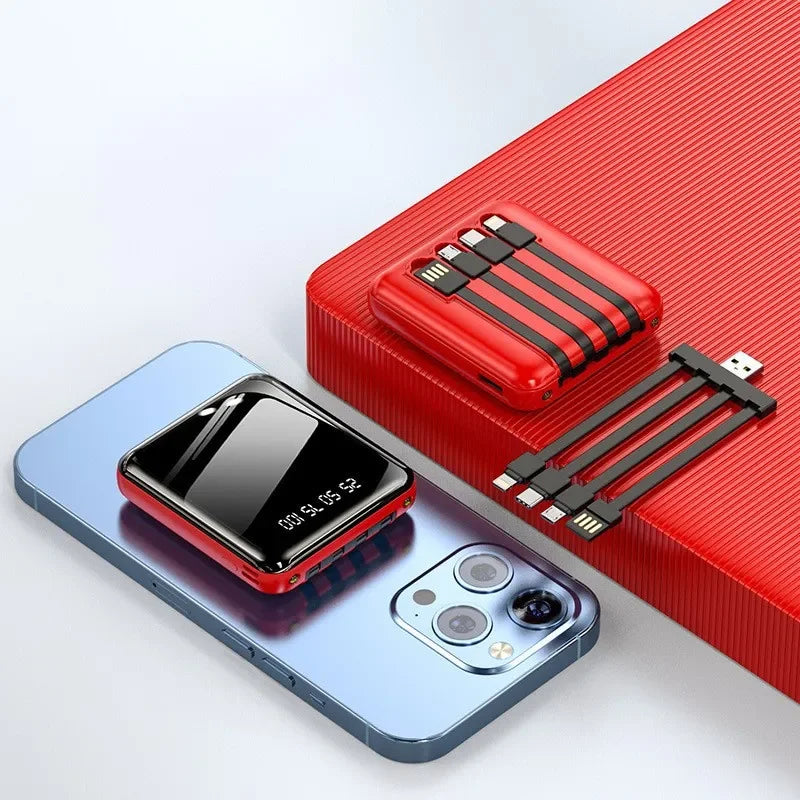 30000mAh Portable Power Bank - Fast Charging 4-in-1 Cable Charger