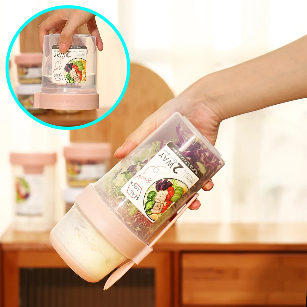 Breakfast On-the-Go Cups - Yogurt Parfait & Salad Container with Dressing Holder