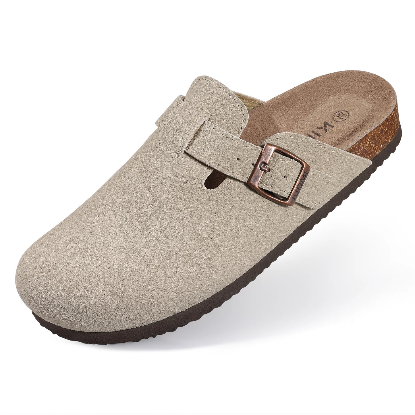 Comwarm Suede Mules Slippers - Cork Insole Sandals with Arch Support