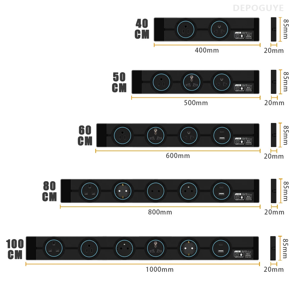 Universal Power Track Socket - Multi-Standard EU/UK/FR/Korea | Premium Wall Mount