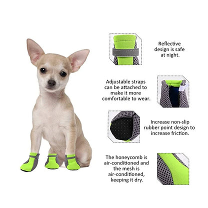 Waterproof Dog Shoes - Breathable Reflective Boots for Small & Medium Dogs