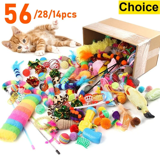 Cat Toys Mixed Pack - 14/28/56 Pieces Variety Set