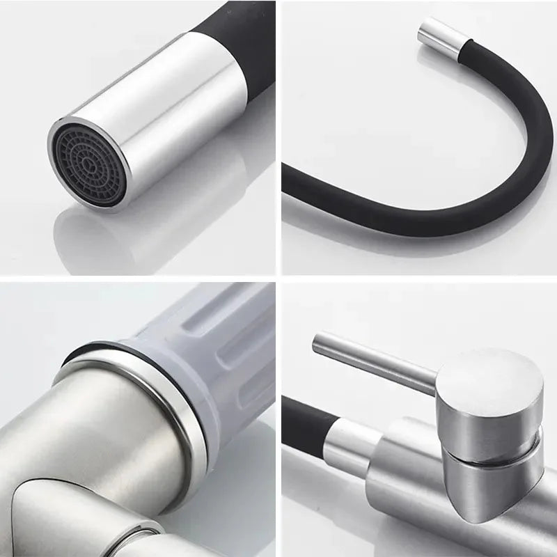 360° Swivel Kitchen Faucet - Hot & Cold Water Mixer with Pull-Out Hose