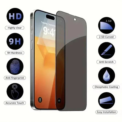 5Pcs Anti-Spy Privacy Screen Protector for iPhone 15 & 16 Series - 8K Full Coverage, Top-Rated & User-Friendly