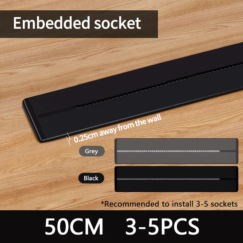 Smart Power Track Rail Socket with USB-C Fast Charging - Wall Mounted Multi-Outlet Strip