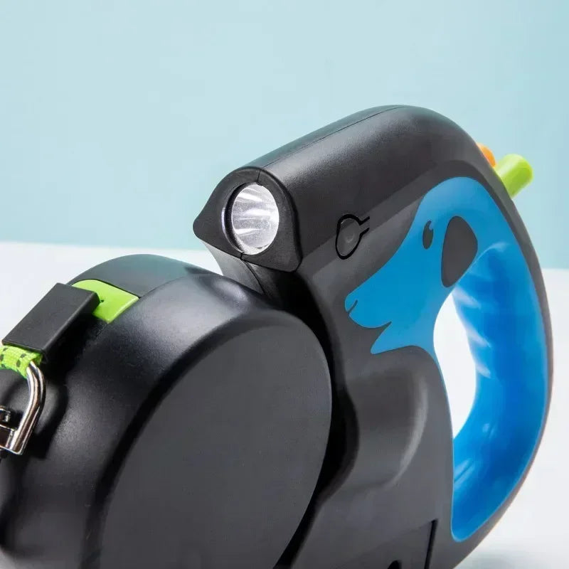 3M Rotating Dual Dog Leash with Flashlight & Poop Bag Holder