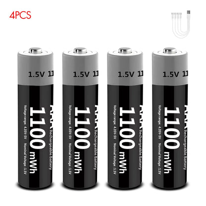 Kuugro USB Rechargeable AA & AAA Lithium Batteries - 1.5V Constant Output