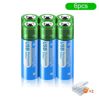 PALO 1.5V AA Rechargeable Batteries - 3000mWh USB Li-ion