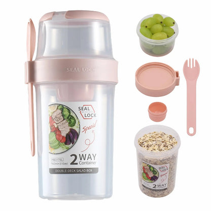 Breakfast On-the-Go Cups - Yogurt Parfait & Salad Container with Dressing Holder