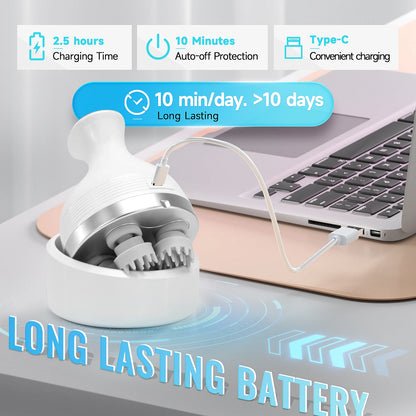 Wireless Electric Scalp Massager - 4D Kneading Head Massager for Hair Growth & Stress Relief