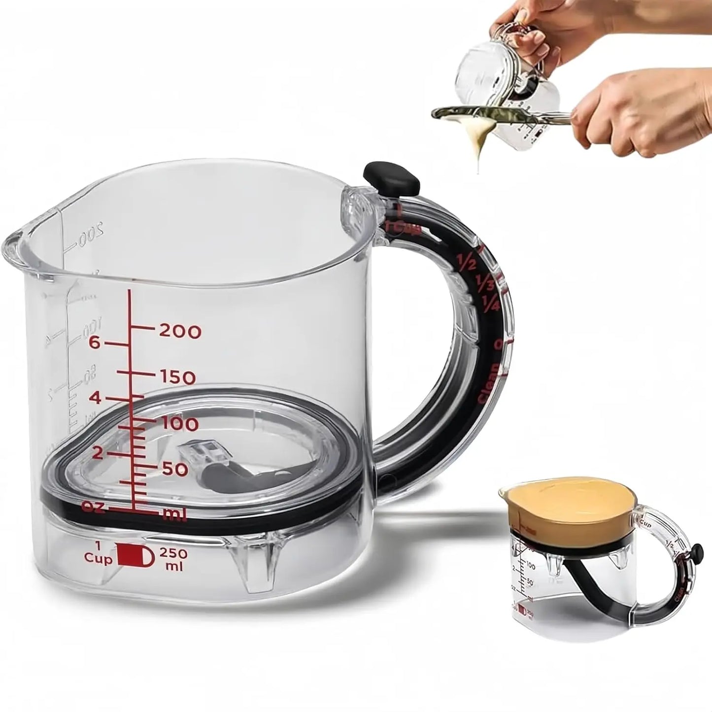 4-in-1 Adjustable Measuring Cup - Multifunctional Kitchen Tool with Scraper Base