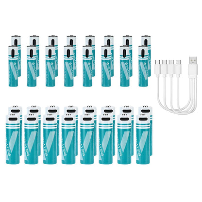 Rechargeable AA AAA Batteries with USB-C Fast Charging - 1200 Cycles Lithium-Ion Set