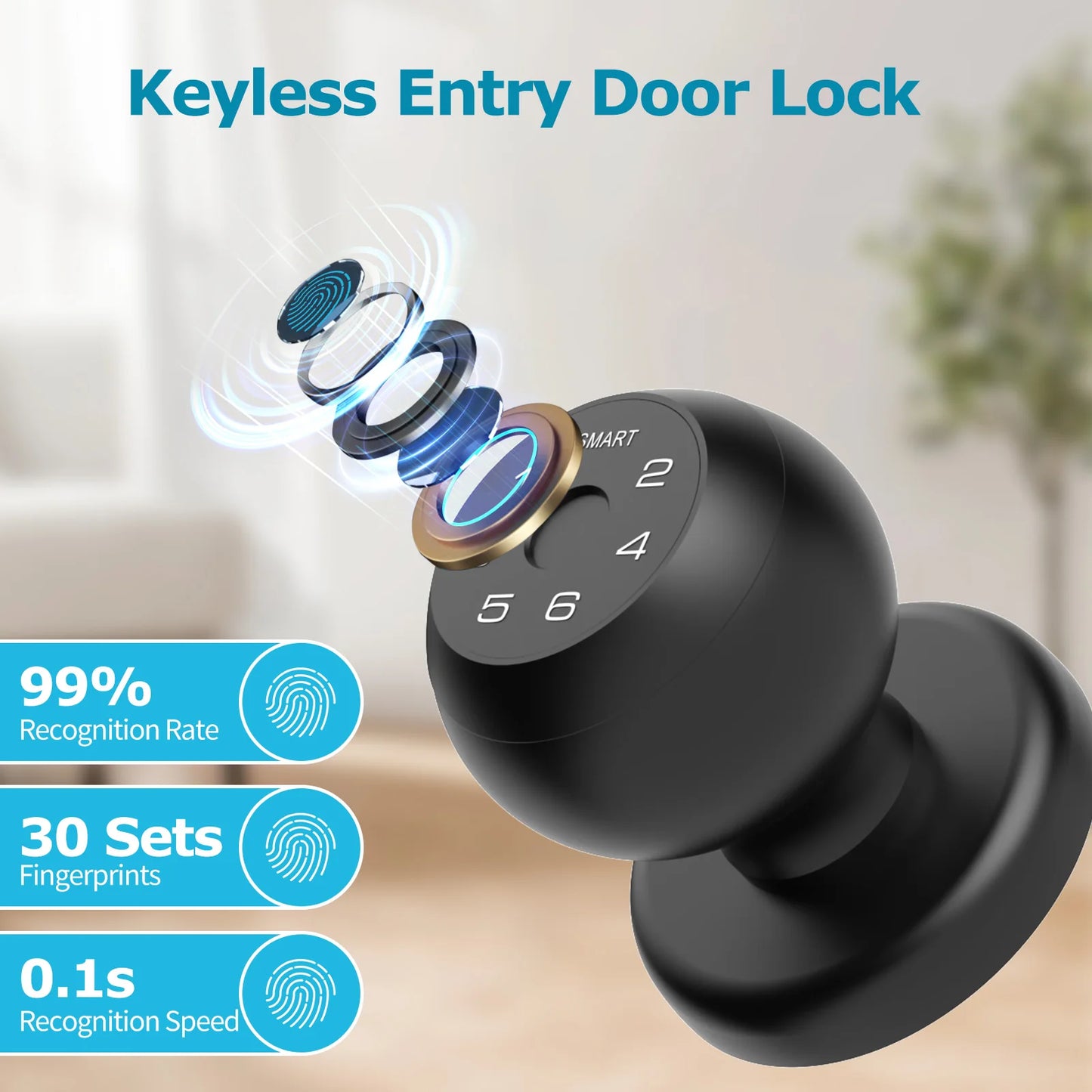 Viladepot Smart Lock - Fingerprint & App Control Electronic Door Lock