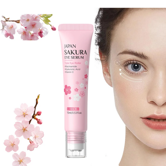 LAIKOU Sakura Eye Serum Roller - Hyaluronic Acid Dark Circle Treatment 15ml