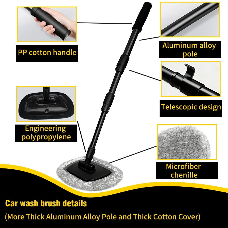 Telescoping Car Wash Mop - Professional Long Handle Brush for Effortless Cleaning